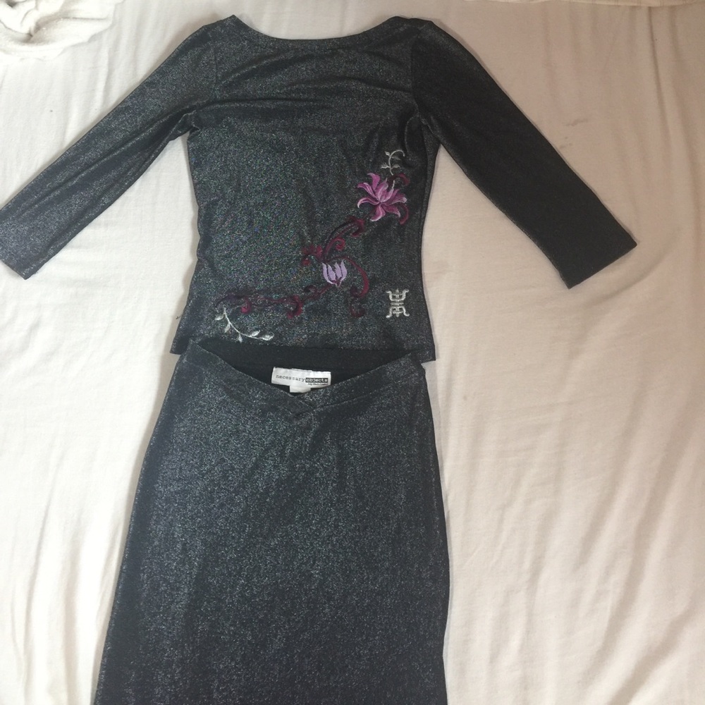 Black shimmery two piece matching set